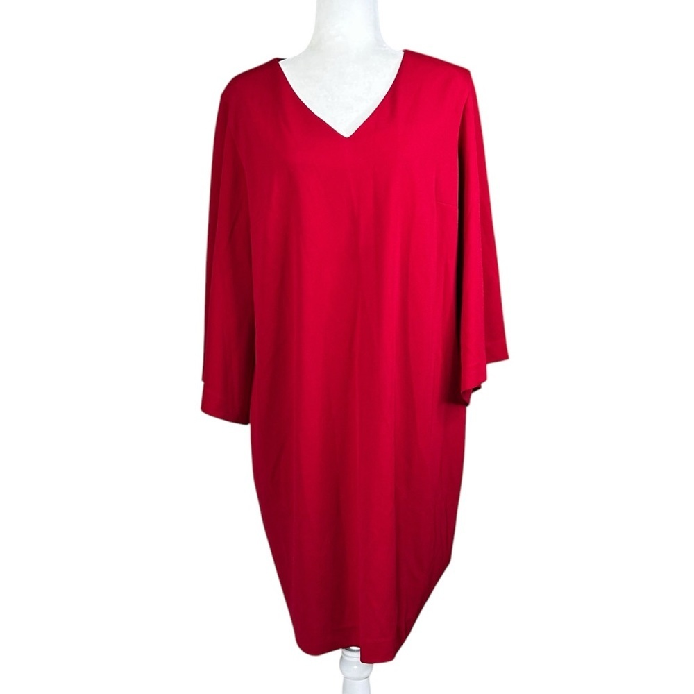 NEW Chico's Kimono Sleeve Dress Sz 3 16-18 Red Closet Essential Minimalist - Picture 2 of 14